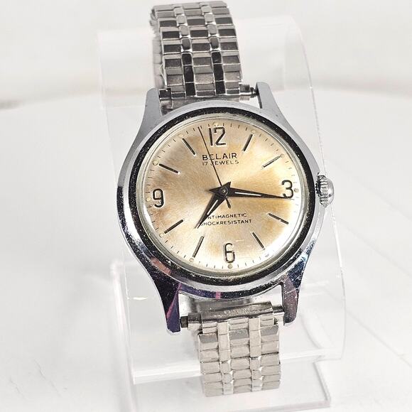 Belair 17 Jewels Watch Antimagnetic Shockresistant Vintage Stretch Band Tested - Picture 1 of 16